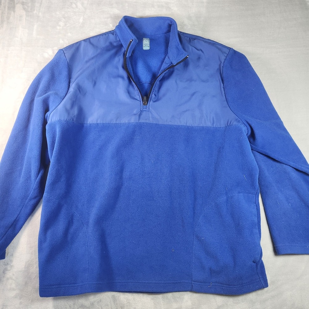 Callaway Pullover Mens Blue Black Fleece Lined Golf 1/4 Zip Pullover Men XXL 2XL